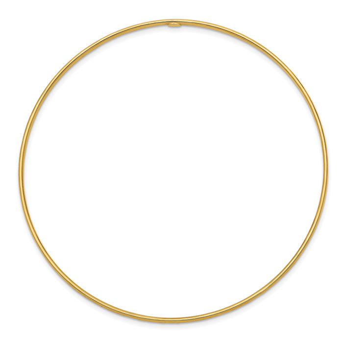 14K Solid Yellow Gold 1.5mm Slip On Bangle Bracelet