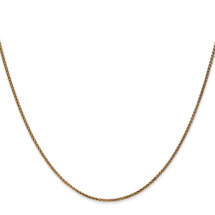 14K Solid Yellow Gold 1.25mm Spiga Wheat Link Chain Necklace