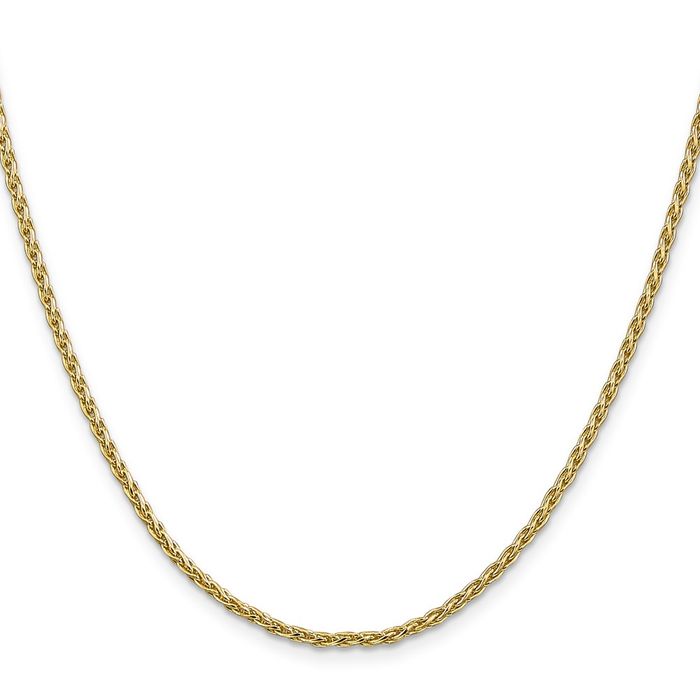 14K Solid Yellow Gold 2.25mm Parisian Spiga Wheat Link Chain Necklace