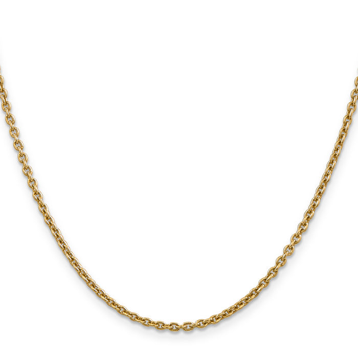 14K Solid Yellow Gold 2.2mm Forzantine Cable Rolo Link Chain Belcher Necklace