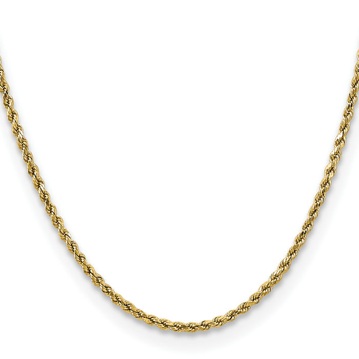 14K Solid Yellow Gold 2.5mm Rope Chain Twisted Link Necklace