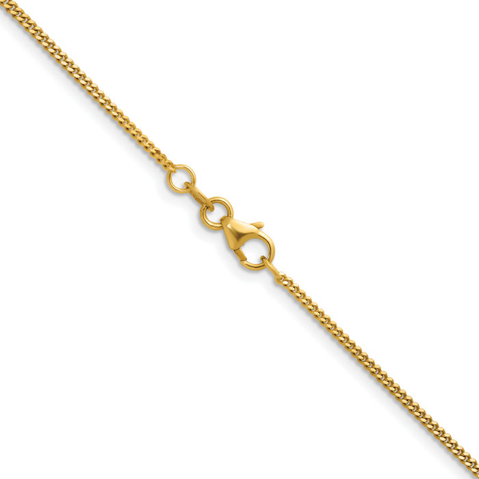 14K Solid Yellow Gold 1.6mm Curb Link Chain Necklace