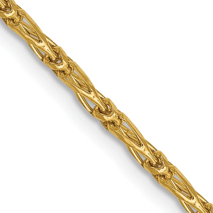 14K Solid Yellow Gold 1.6mm Long Link Franco Chain Necklace