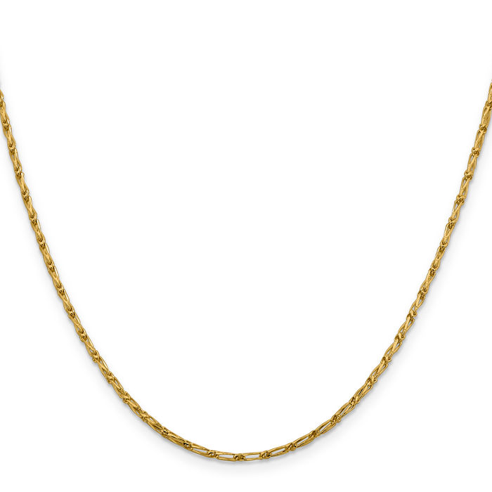 14K Solid Yellow Gold 1.6mm Long Link Franco Chain Necklace