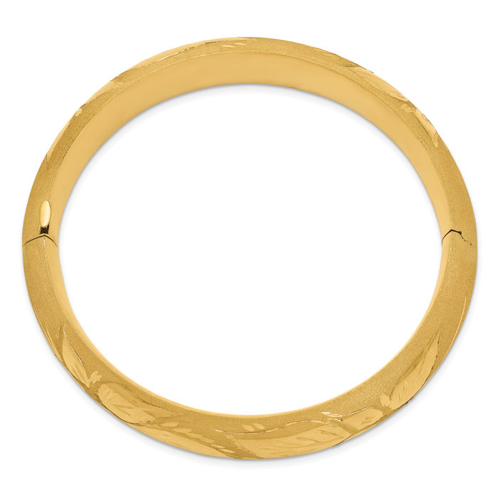 14K Solid Yellow Gold 17.45mm Oversize Florentine Bangle Bracelet