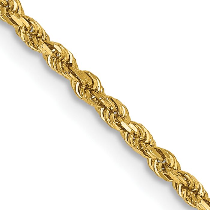 14K Solid Yellow Gold 1.75mm Rope Chain Twisted Link Necklace