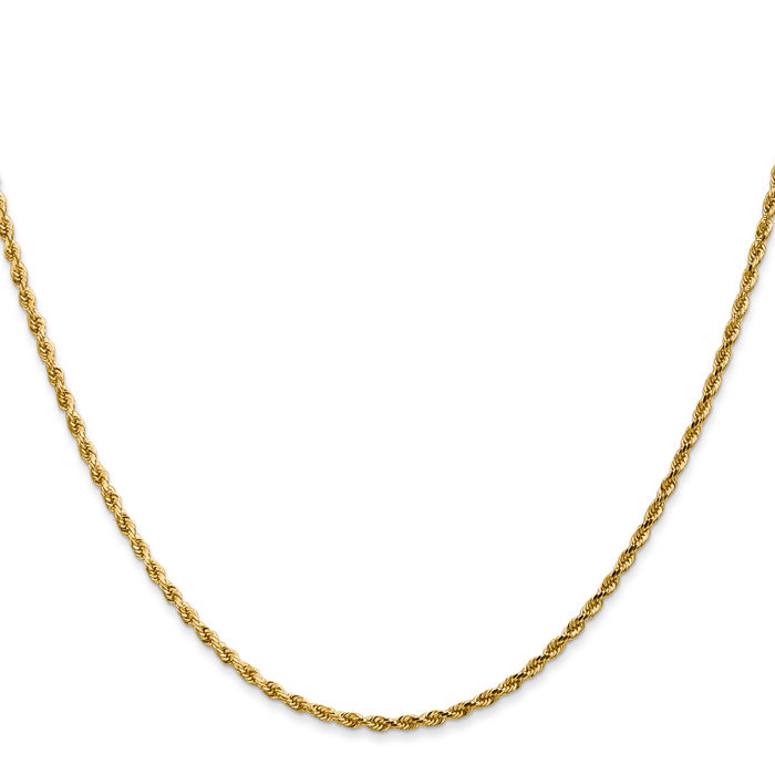 14K Solid Yellow Gold 1.75mm Rope Chain Twisted Link Necklace