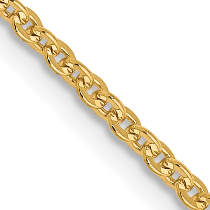 14K Solid Yellow Gold 1.7mm Cable Rolo Link Chain Belcher Necklace