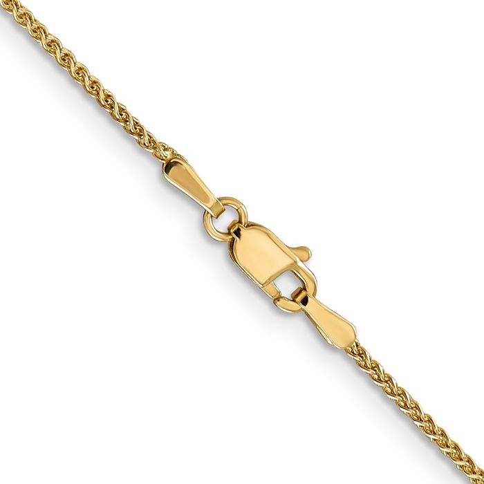 14K Solid Yellow Gold 1.25mm Spiga Wheat Link Chain Necklace