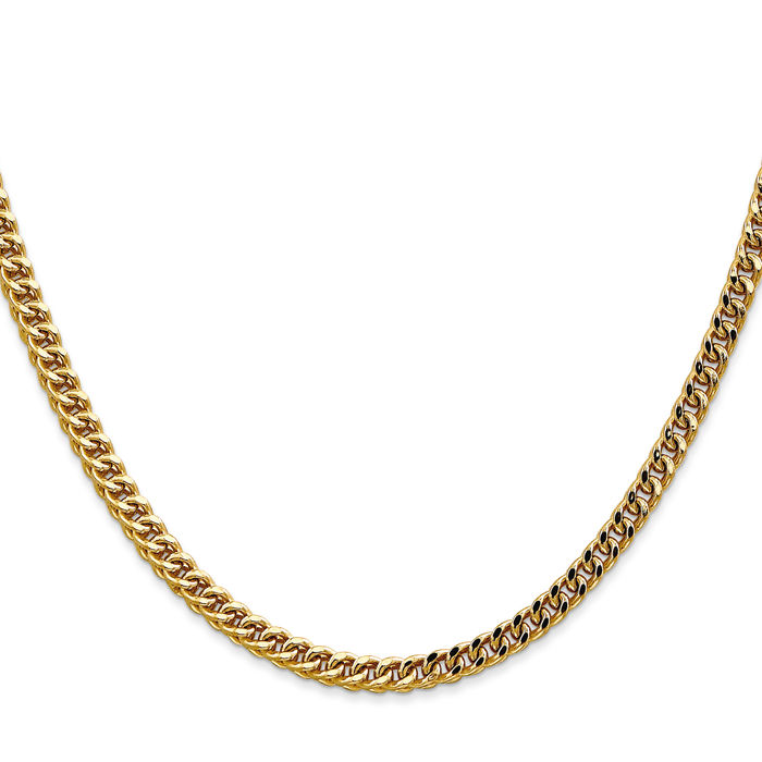 14K Solid Yellow Gold 3.7mm Franco Link Chain Necklace