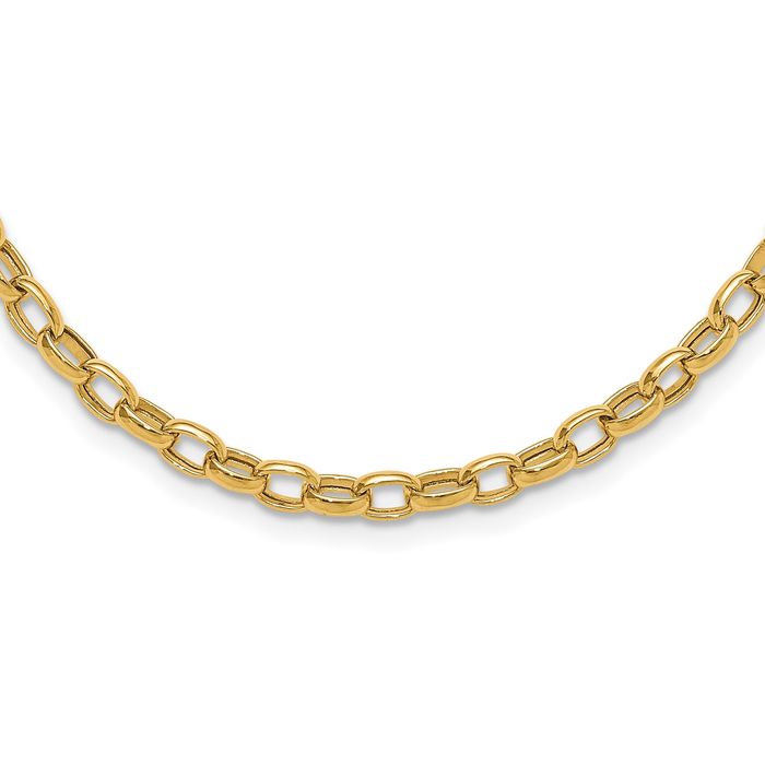 14K Solid Yellow Gold 4.5mm Link Chain Necklace