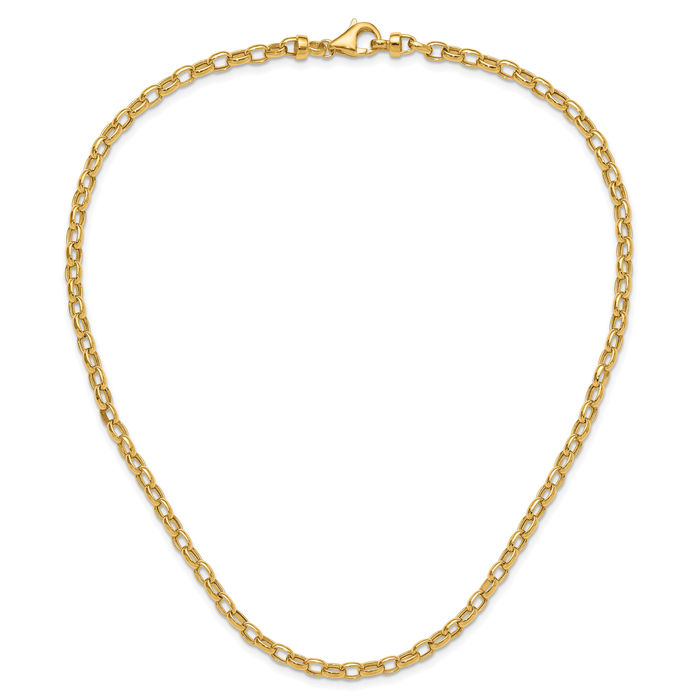 14K Solid Yellow Gold 4.5mm Link Chain Necklace