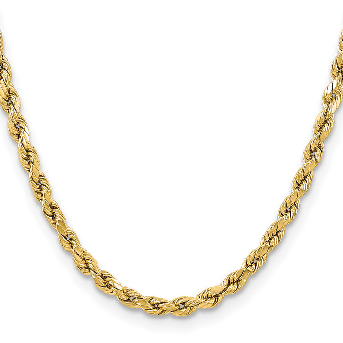 14K Solid Yellow Gold 5.5mm Rope Chain Twisted Link Necklace