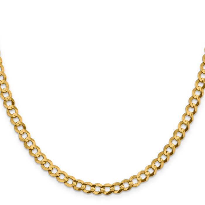 14K Solid Yellow Gold 5.9mm Cuban Curb Link Chain Necklace