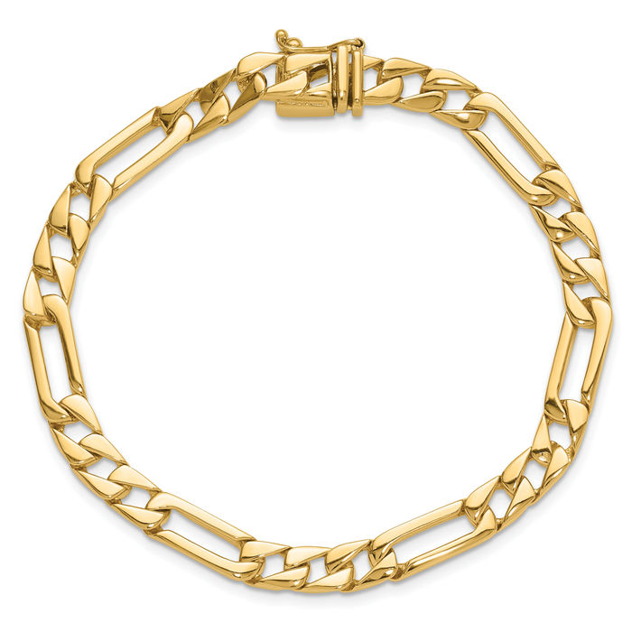 14K Solid Yellow Gold 6mm Figaro Box Link Chain Bracelet