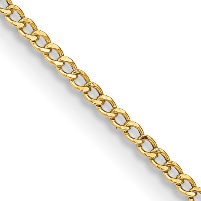 14K Solid Yellow Gold 1.85mm Curb Link Chain Necklace