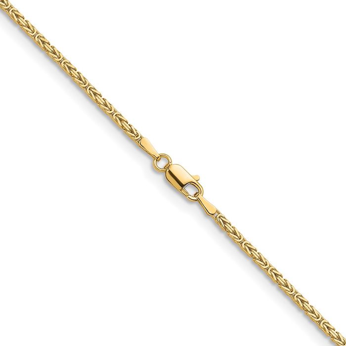 14K Solid Yellow Gold 1.8mm Byzantine Chain Necklace