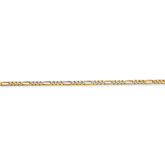 14K Solid Yellow Gold 1.8mm Figaro Link Chain Necklace