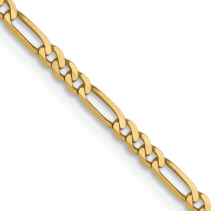 14K Solid Yellow Gold 1.8mm Figaro Link Chain Necklace