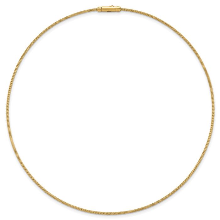 14K Solid Yellow Gold 1.8mm Twisted Cable Neck Collar Neckwire Chain Cuff Choker Necklace