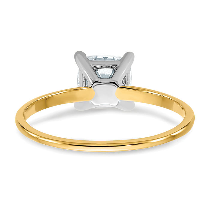 14K Solid Yellow Gold Cushion-Cut Moissanite Solitaire Engagement Ring