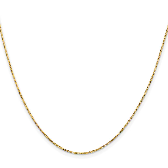 14K Solid Yellow Gold 1mm Concave Box Link Chain Necklace