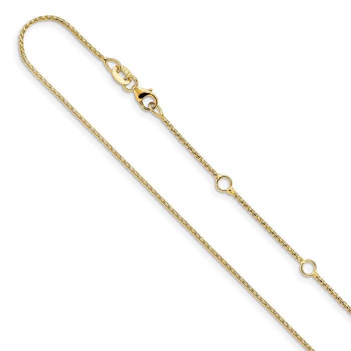 14K Solid Yellow Gold 1mm Franco Adjustable Chain Necklace