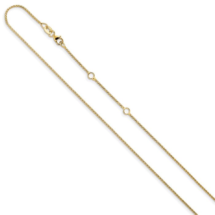 14K Solid Yellow Gold 1mm Franco Adjustable Chain Necklace