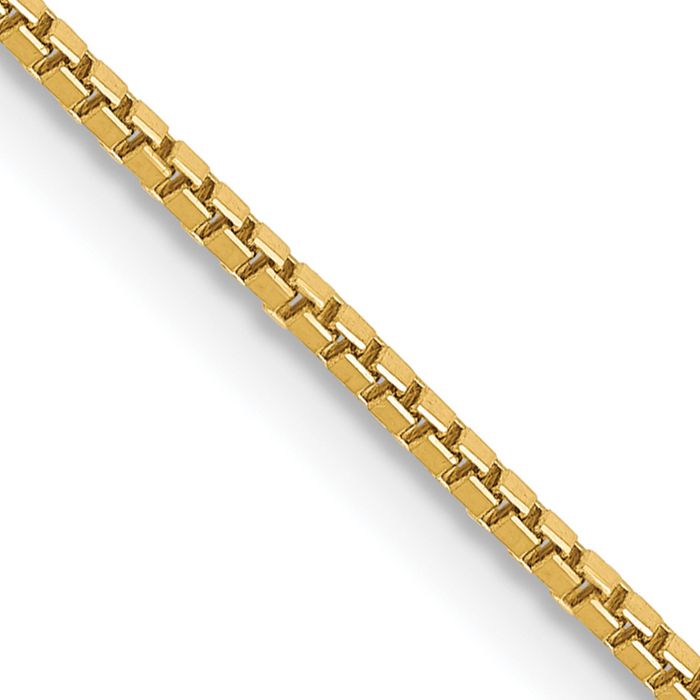 14K Solid Yellow Gold 1mm Box Link Chain Necklace