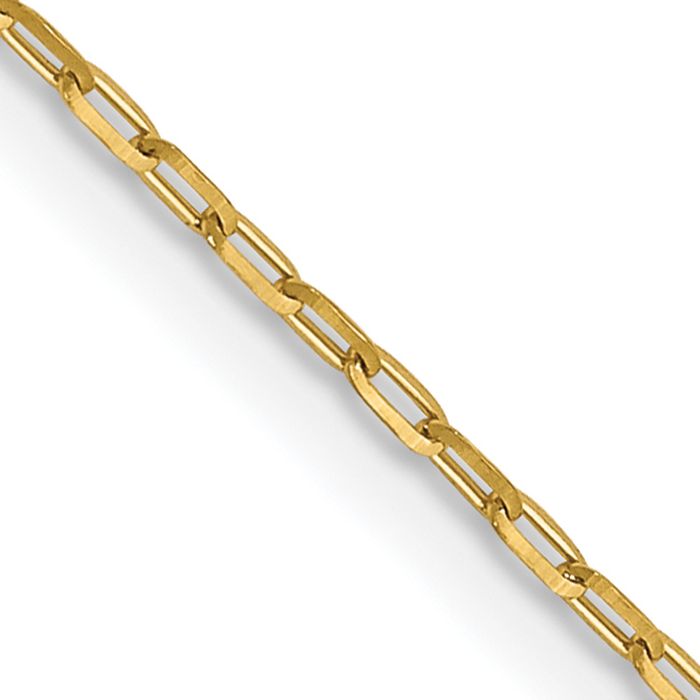 14K Solid Yellow Gold 1mm Long Cable Rolo Link Chain Belcher Necklace