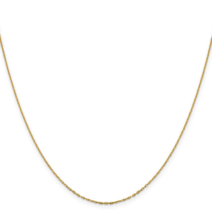 14K Solid Yellow Gold 1mm Long Cable Rolo Link Chain Belcher Necklace