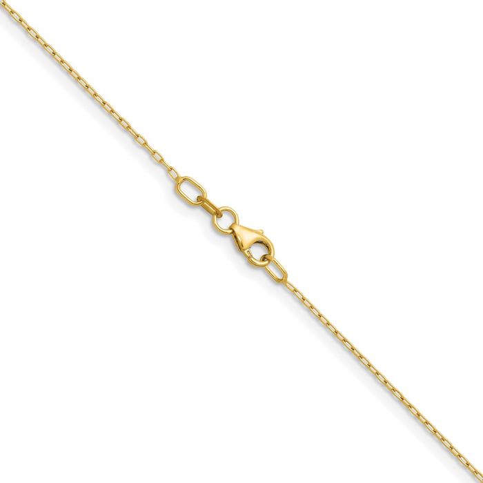 14K Solid Yellow Gold 1mm Oval Cable Rolo Link Chain Belcher Necklace