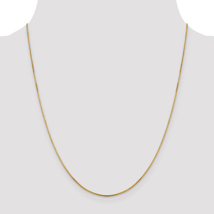 14K Solid Yellow Gold 1mm Sparkle Octagonal Box Link Chain Necklace