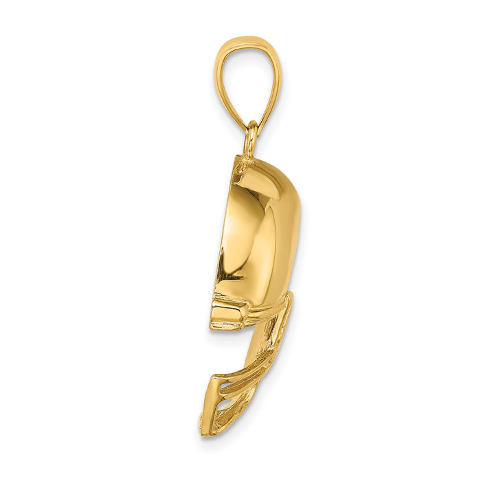 14K Solid Yellow Gold Football Helmet Necklace Charm Sports Pendant