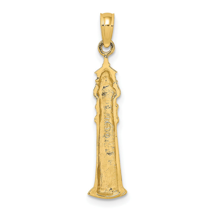 14K Solid Yellow Gold Key West Lighthouse Necklace Chain Pendant Charm