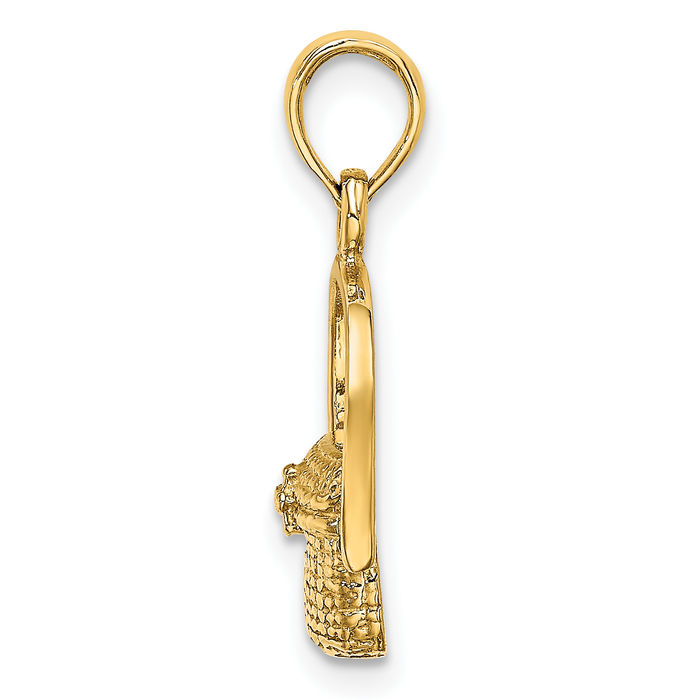 14K Solid Yellow Gold Lightship Nantucket Basket Necklace Hanging Charm Pendant