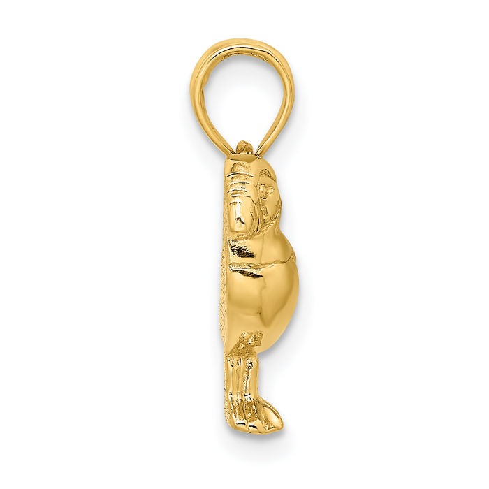 14K Solid Yellow Gold Bird Necklace Chain Pendant Charm