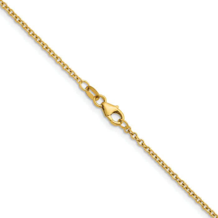 14K Solid Yellow Gold 2mm Cable Rolo Link Chain Belcher Necklace