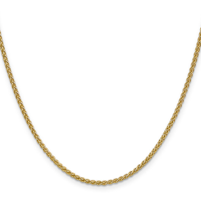 14K Solid Yellow Gold 2.1mm Spiga Wheat Link Chain Necklace