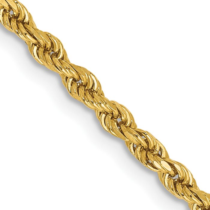 14K Solid Yellow Gold 2.25mm Rope Chain Twisted Link Necklace