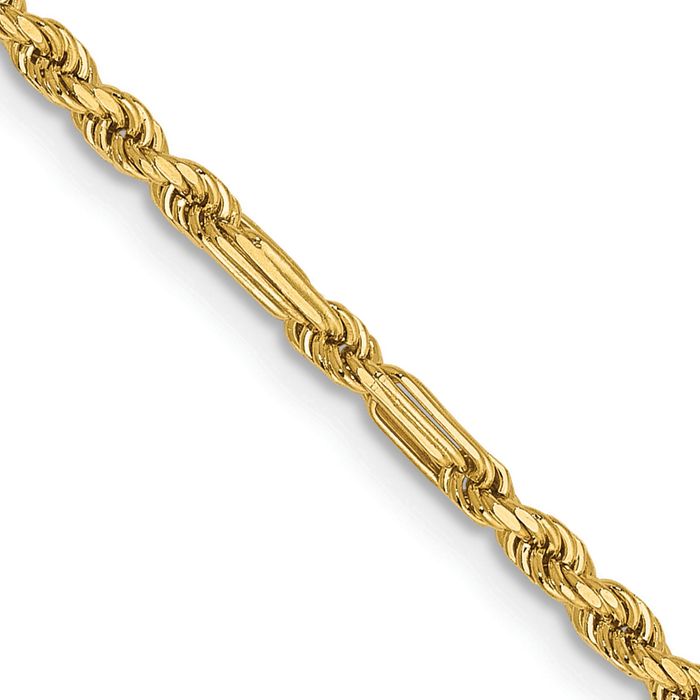 14K Solid Yellow Gold 2.25mm Milano Rope Chain Twisted Link Necklace