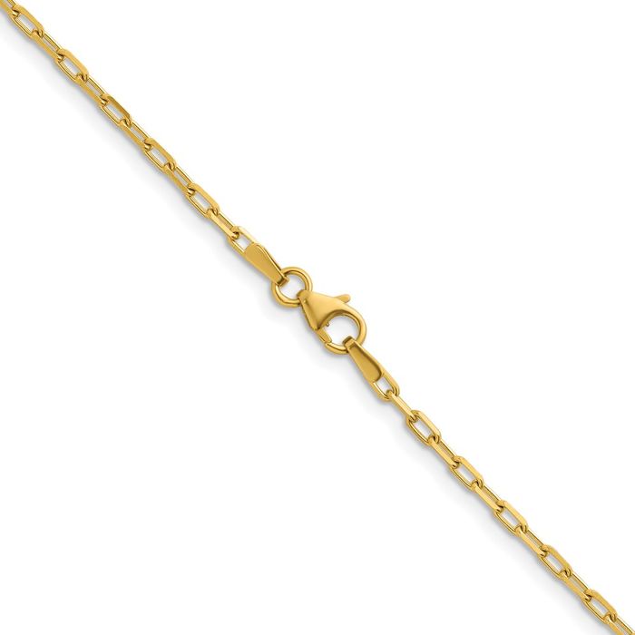 14K Solid Yellow Gold 2.2mm Oval Cable Rolo Link Chain Belcher Necklace