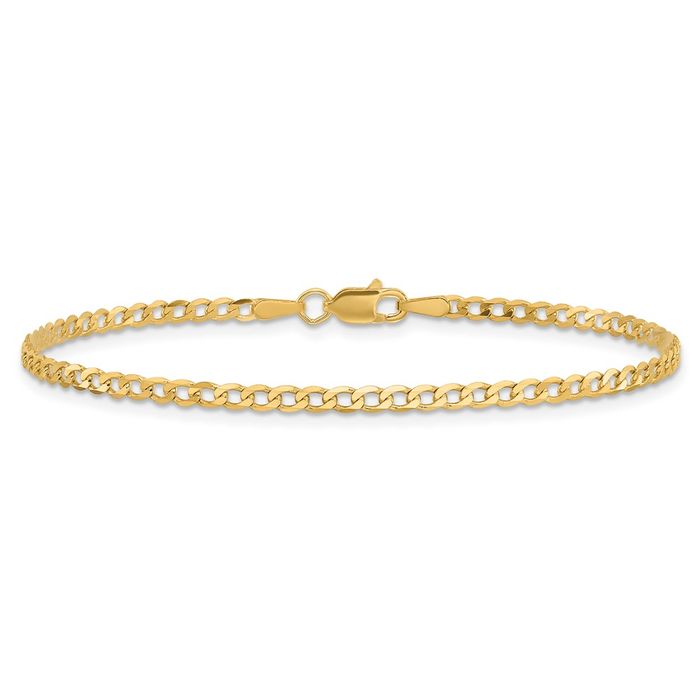 14K Solid Yellow Gold 3.9mm Curb Link Chain Bracelet