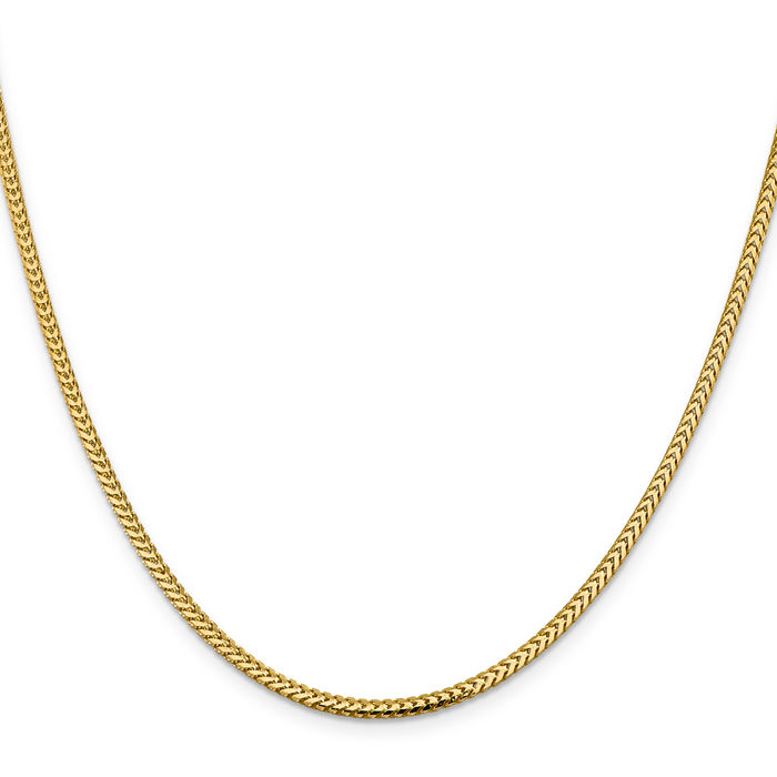 14K Solid Yellow Gold 2.3mm Franco Link Chain Necklace