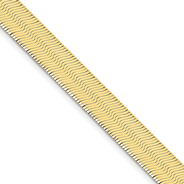 14K Solid Yellow Gold 10mm Herringbone Chain Necklace