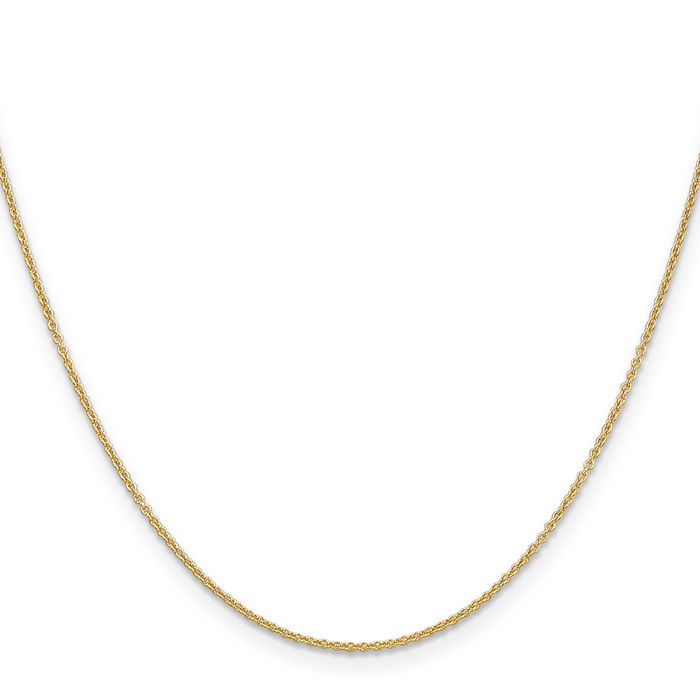 14K Solid Yellow Gold 1.2mm Cable Rolo Link Chain Belcher Necklace