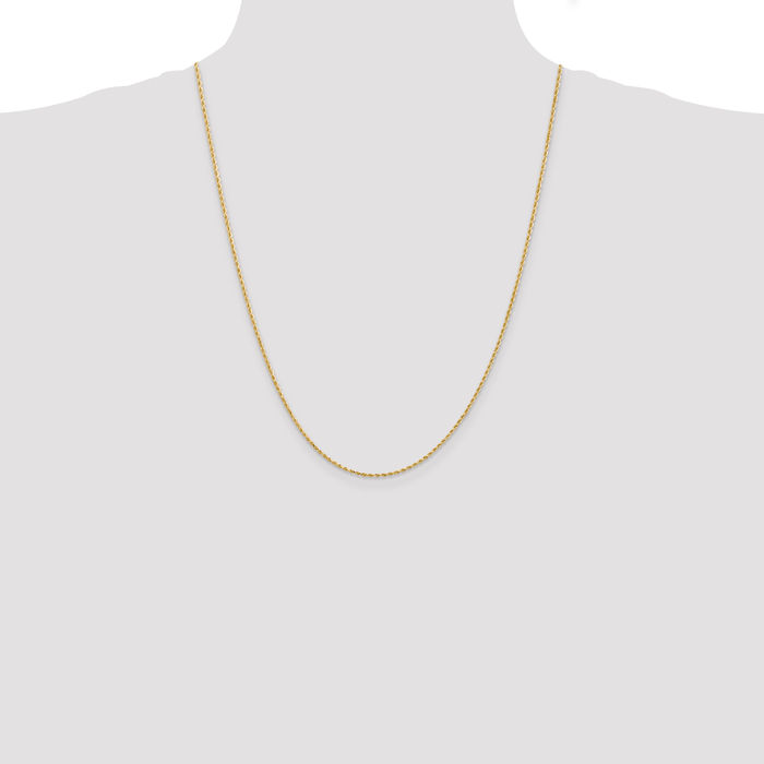 14K Solid Yellow Gold 1.5mm Rope Chain Twisted Link Necklace