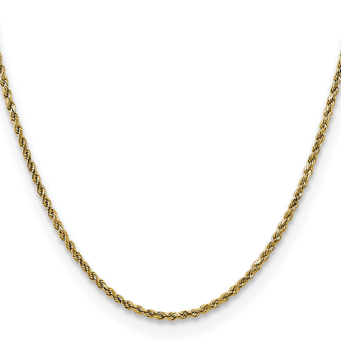 14K Solid Yellow Gold 2.25mm Rope Chain Twisted Link Necklace