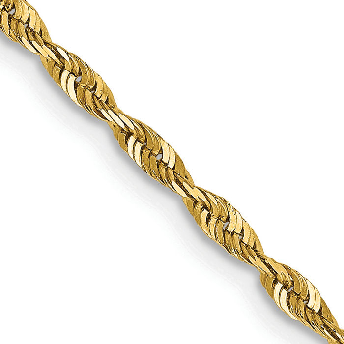 14K Solid Yellow Gold 2mm Rope Chain Twisted Link Necklace