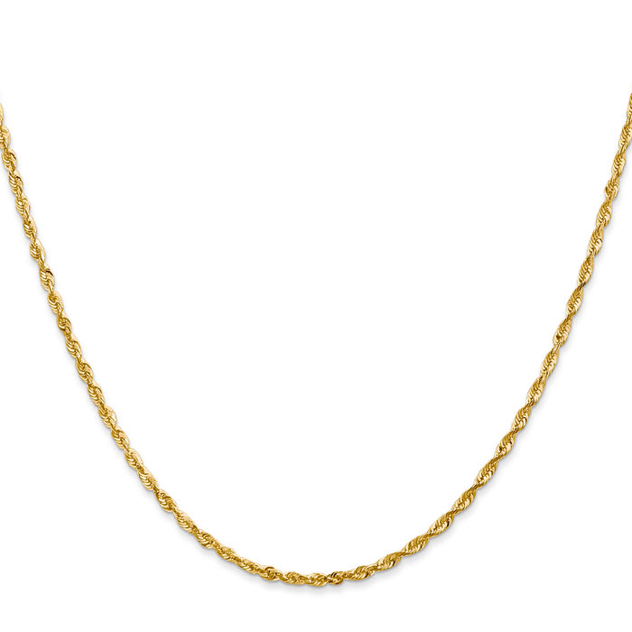 14K Solid Yellow Gold 2mm Rope Chain Twisted Link Necklace